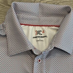 Johnston & Murphy XC4 Performance Golf Polo Mens Large Geometric Pattern Preppy